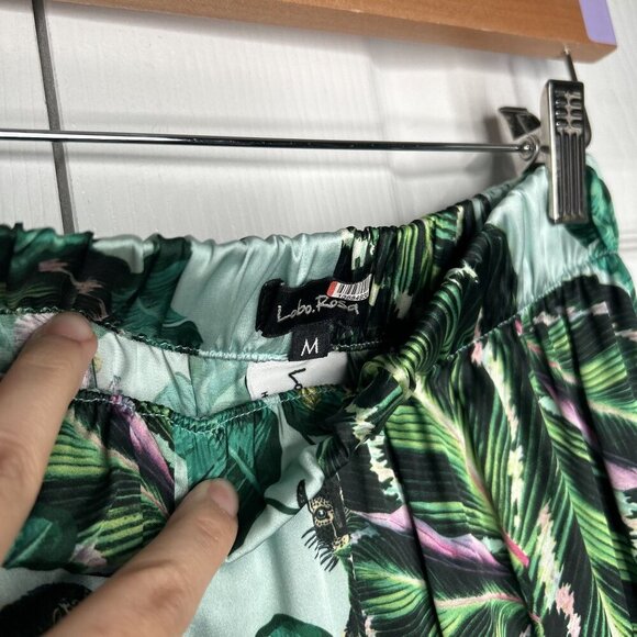 Lobo Rosa Green Floral Print Tropical Pajama Pants Women's Size Medium M - Picture 5 of 10